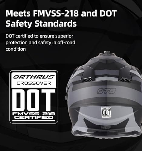 Orthrus Dual Sport Adventure Motorcycle Helmet DOT Certified for Adults, UV Protected Dual Visor & Intercom Slot, ATV UTV Dirt Bike Snowmobile Off Road Helmets