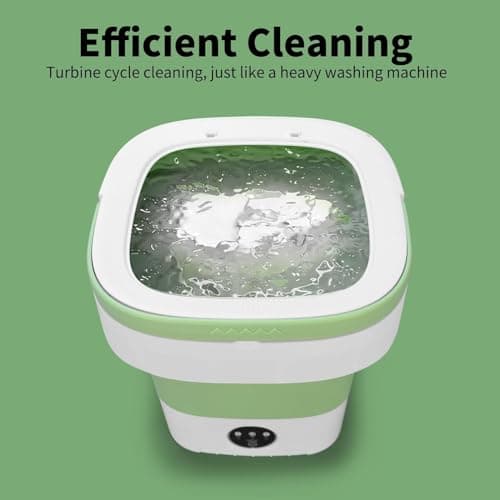 Portable Mini Washing Machine, Foldable Washer and Dryer with 3 Modes Deep Cleaning, Upgraded Small Collapsible Laundry for Hotel, Apartment, Home and Travel - Green