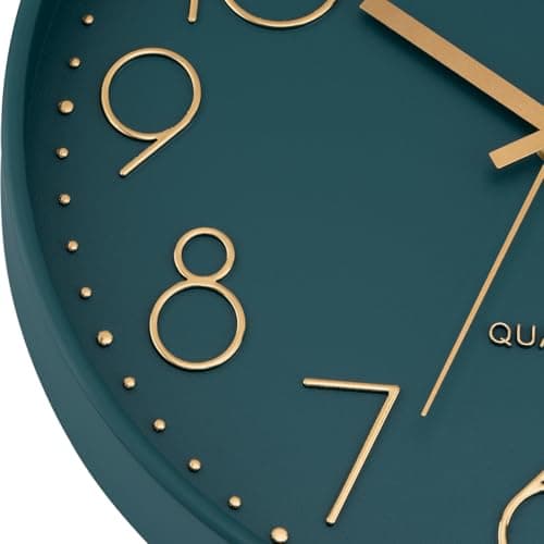 Lumuasky Wall Clock,Battery Operated Modern Analog Silent Non-Ticking Decorative Emerald Clock for School Office Classroom Bedroom Kitchen Living Room Nursery Decor (12 inch)