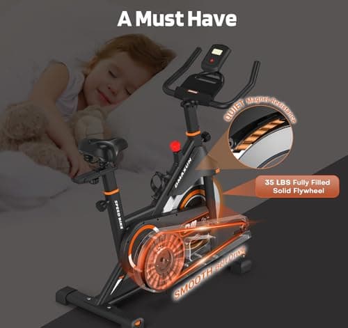 DMASUN Exercise Bike, Silent Magnetic Resistance Stationary Bike for Home with 330 LBS Capacity, Pedals with Anti-loosening Nuts, Indoor Bike with Comfortable Seat Cushion, Digital Display