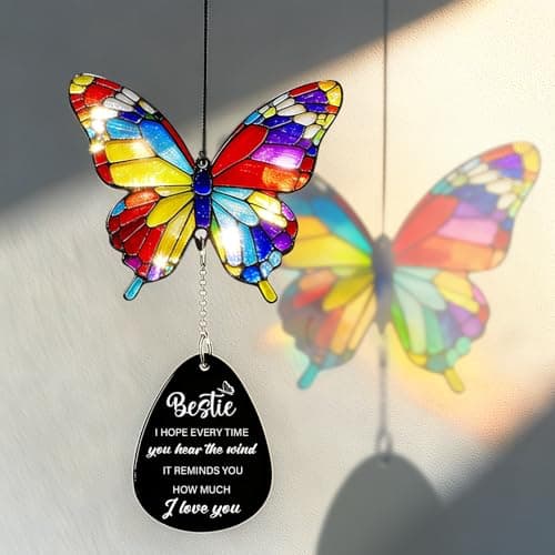 Best Friend Birthday Gifts for Women, Bestie Birthday Gifts for Women, Friendship Gift for Woman, Unique Bestie Gift Ideas for Woman Female Friend BFF, Butterfly Home Decor, Bestie Wind Chimes B0G1X9K44Y