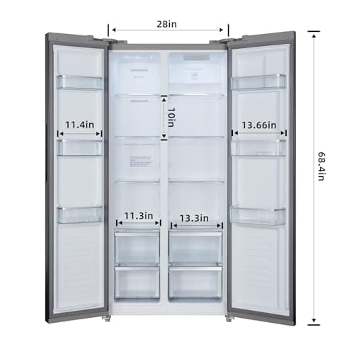 Iceblue 15.6 Cu.Ft. Side-by-side Refrigerators, 33" Full Size Refrigerator, Zoning Temperature Control Beverage Refrigerator with Freezer, Frost Free Beverage Fridge - Black Stainless Steel
