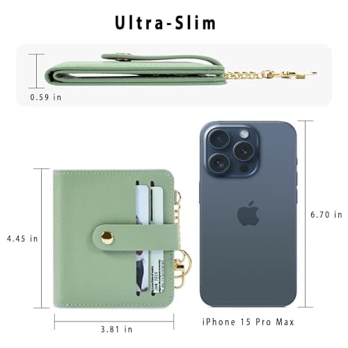 Airkit Small Wallets Woman RFID Blocking Leather Credit Card Holder - with ID Window - Card Wallets for Women - with Zipper Coin Purse - Keychain Wallet