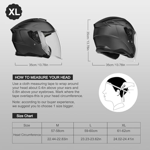 Motorcycle Helmets for Adults, Open Face Motorcycle Helmet with Dual Visor, Casco para Moto DOT Certified, ATV Dirt Bike Snowmobile Motocross Helmet for Men Women, Quick Release Strap, AP-836
