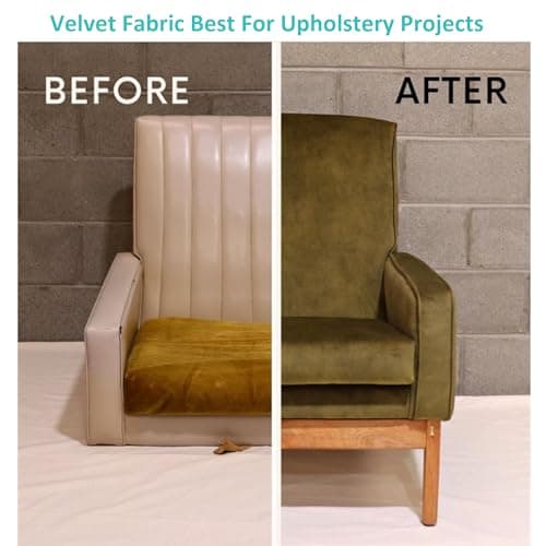 Velvet Upholstery Fabric - Luxurious, Soft for Home Décor, Sofa, Chair, Cushion Projects (Green, 1 Yard)