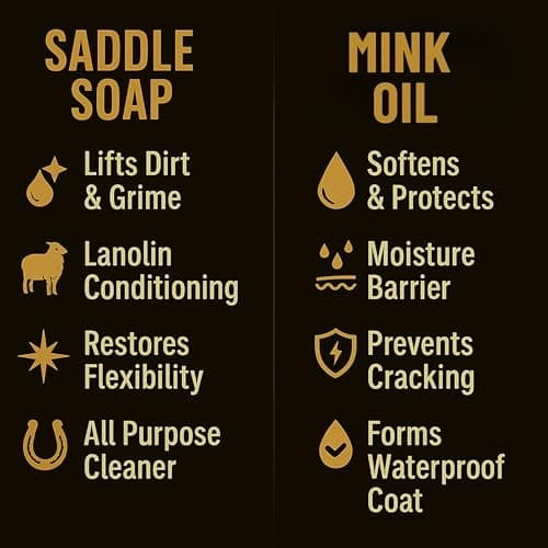 Leather Boot Care Kit – Mink Oil, Saddle Soap for Leather, Applicators & Cloth – Leather Care Kit, Boot Leather Care Kit, Leather Shoe Care Kit for Cowboy Boots, Work Boots, Shoes, and Tack