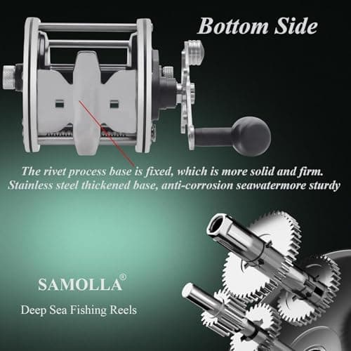 SAMOLLA Deep Sea Fishing Reels 44-66Lb Max Drag for Saltwater or Freshwater Ocean Conventional Reel Saltwater Fishing Reel for Tuna Sailfish Swordfish