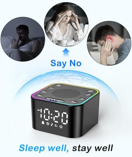 Wkzay White Noise Sound Machine: 30 Non-Looping Sleep Sound Therapy for Adults - Noise Canceling for Bedroom, Adjustable Night Light & Timer, Built-in Alarm Clock