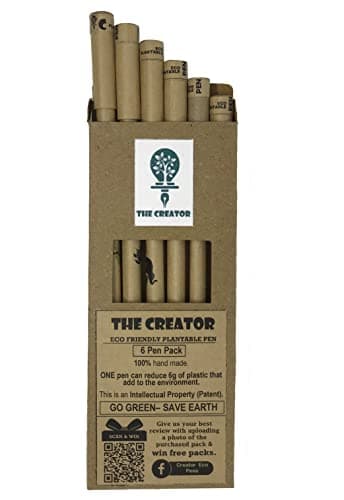 THE CREATOR The CREATOR - PLANTABLE Pens One pen reduces 6g of plastic added to the environment Go Green - Save Earth Give a gift that speaks to the Heart, Pack of (6), WILDLIFE Theme, Brown