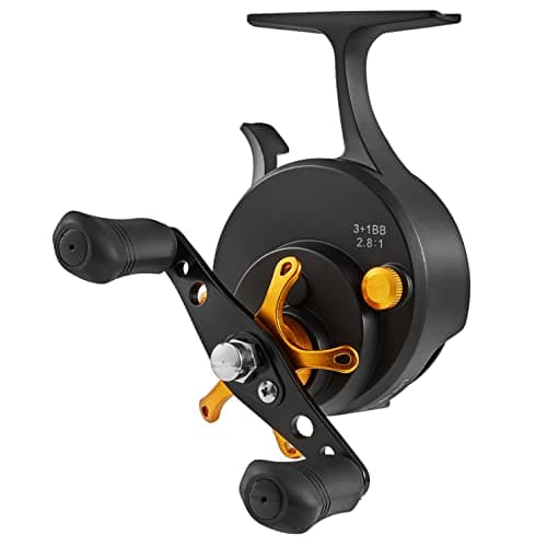 Bigchub Inline Ice Fishing Reel, CNC Machined Aluminum Spool, 3+1 Ball Bearings, 2.8:1 Gear Ratio, Ultra Smooth, Adjustable Star Drag, Freespool, Magnetic Drop System