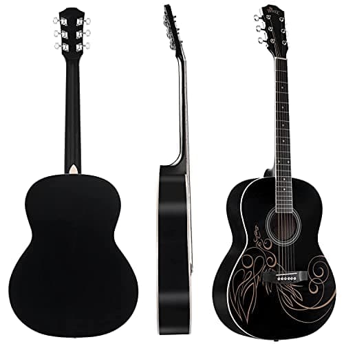WINZZ AF227A 39 Inches Concert Acoustic Acustica Guitar with Full Kit, Delicate Vine