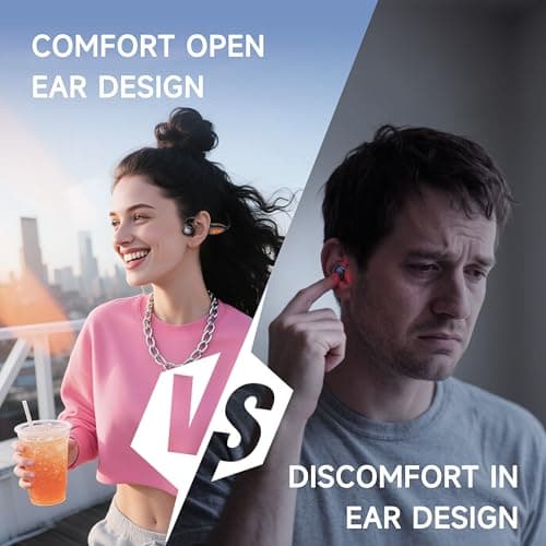 Acjohtin Open Ear Headphones, Bluetooth 6.1 Wireless Air Conduction Headphones Sport Earbuds,IPX6 Waterproof,Clear Call,Lightweight Earphones for Running Cycling Workouts (Black)