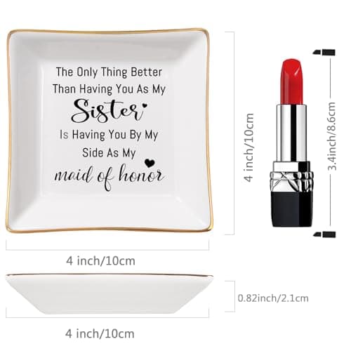 Bridesmaid Gifts Maid of Honor Proposal Gift Jewelry Dish Trinket Ring Tray - The Only Thing Better ... As My Maid of Honor, Wedding Day Party Gifts for Matron of Honor from Bride