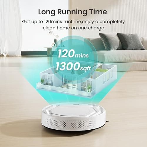 Lefant Robot Vacuum Cleaner, Strong Suction, 120 Mins Runtime, Slim, Low Noise, Automatic Self-Charging, Wi-Fi/App/Alexa Control, Ideal for Pet Hair Hard Floor and Daily Cleaning, M210