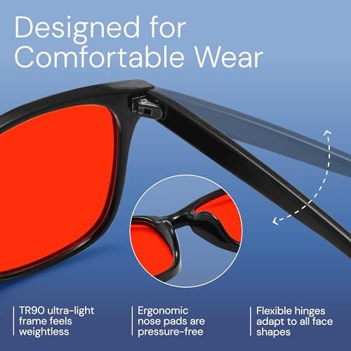 livho Blocking Gaming Glasses Blue Green Light for Computer Sleeping, Dual Coatings Red Lenses, for Women & Men