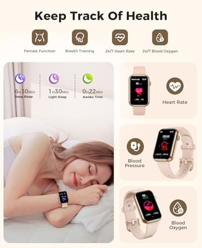 Smart Watch Fitness Tracker (Answer/Make Call), 24/7 Heart Rate Spo2 Blood Pressure Monitor Sleep Tracker, 114 Sports Modes Pedometer Calorie Step Tracker, Waterproof Activity Tracker for Women