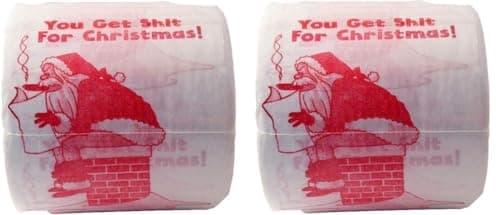 Dirty-Santa-Christmas-Toilet-Paper-Roll You Get Shit for Christmas Secret Santa Stocking Stuffer, Adult Funny White Elephant Gag Gift Shart Wipes