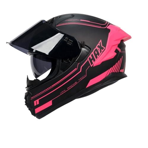 HAX Obsidian Pro Full Face Dual Visor Adult Motorcycle Helmet for Motorbike Street Bike with Pinlock Ready DOT Approved