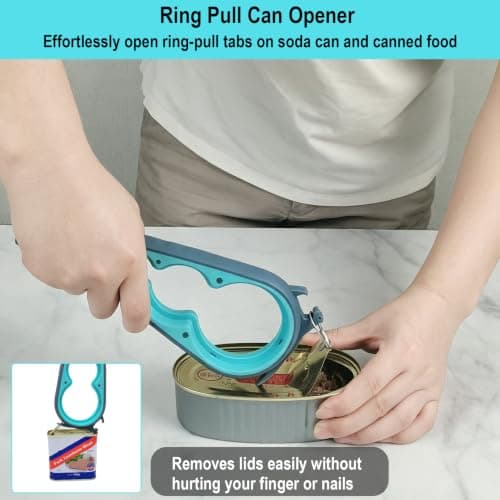 Otstar Jar Opener Bottle Opener and Can Opener for Weak hands, Seniors with Arthritis and Anyone with Low Strength, Mutil Jar Opener Get Lids Off Easily (Blue and Grey)
