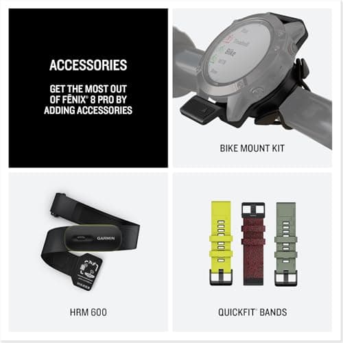 Garmin fēnix® 8 Pro, 51mm, AMOLED Display, Premium Connected Multisport GPS Smartwatch, inReach® Technology, Sapphire, Titanium with Graphite/Black Silicone Band