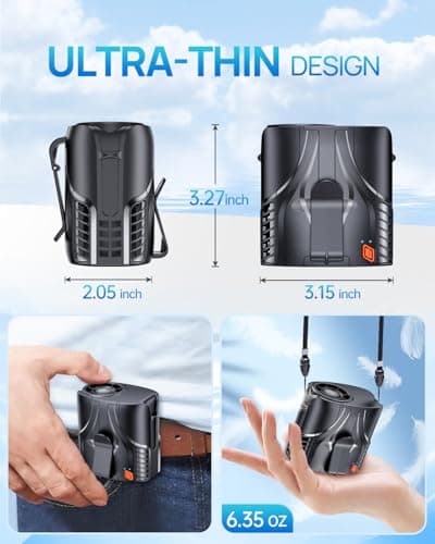 Portable Personal Waist Fan& Neck Fan, 14000RPM Brushless Motor, 40H Runtime Rechargeable, 6-Speed Quiet Operation, Clip-On Personal Body Cooling for Camping/Worksites/Outdoor B0DYNQ67CC