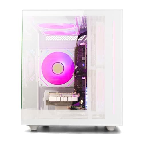 WIWB Gaming PC Desktop, Ryzen 7 8700F, GeForce RTX 5060(8G), 32GB DDR5 RAM, 1TB NVMe 3.0 SSD, Wi-Fi 6 650W PSU High-end Tower Computer (White)