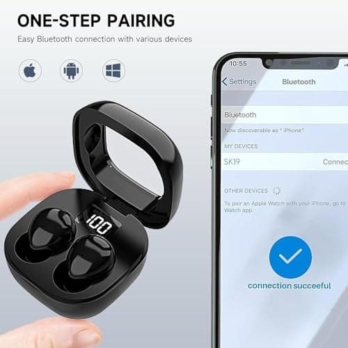 Mudtun Invisible Sleep Earbuds, Smallest Sleep Headphones for Side Sleepers Low Profile Micro Tiny Discreet Hidden Earbuds for Work, Wireless Mini IPX5 Waterproof for Small Ear Canals, Deep Black