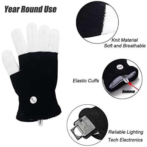 Luwint Children LED Finger Light Up Gloves - Glow Flashing Cool Fun Toys for Kids, Boy Girl 7-12 Years