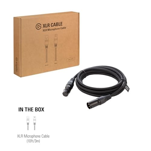 Elgato XLR Cable – Shielded Microphone Cable for Studio Recording and Live Production, Gold-Plated Pins, Male to Female, for Mic and Balanced Analog Line Levels, 10ft/3m