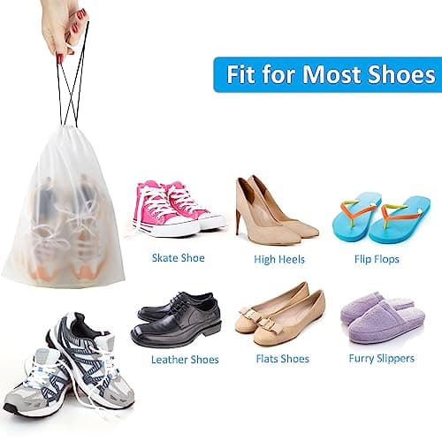 15.7" x 11.8" Waterproof Dustproof Portable Travel Shoe Storage Bag for Men and Women Clear Shoe Bags for Travel 5 PCS, Drawstring Travel Shoe Bags for Packing B0C6X2VP9R