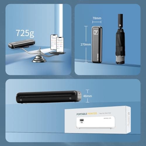 Rongta Portable Printer Wireless for Travel, F82 Inkless Bluetooth Thermal Printers, Compatible with iOS, Android, Laptop, Support 8.5"x11" US Letter&A4 for Office, Home, Car (Black)