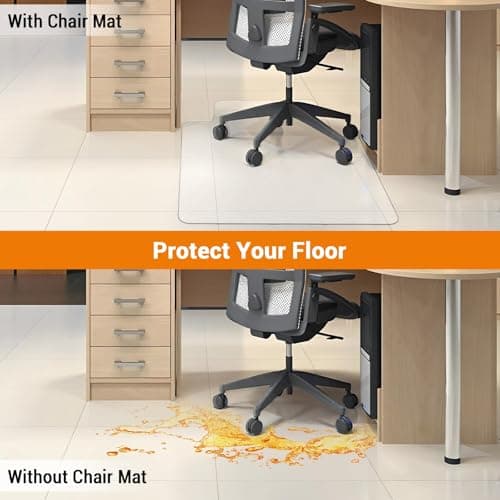 Office Chair Mat for Hard Floor, 45'' x 53'' Computer Desk Chair Mat for Floors, Easy Rolling for Office on Carpets Anti-Slip Carpet Protector for Rolling Work and Gaming Chairs