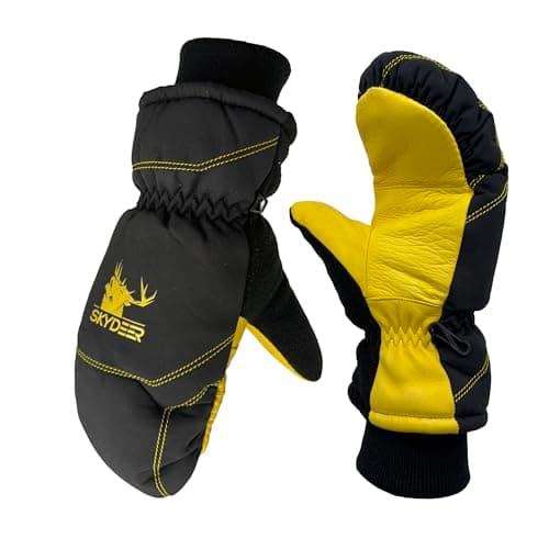 SKYDEER Warm Ski Mittens with Soft Premium Deerskin Leather and 150G 3M Thinsulate Insulation (SD8753M, Unisex)