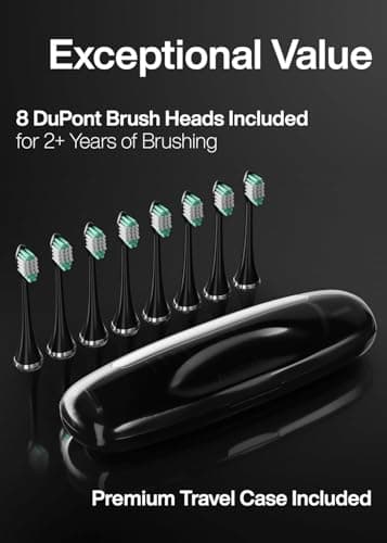Aquasonic Black Series Ultra Whitening Toothbrush – ADA Accepted Electric Toothbrush- 8 Brush Heads & Travel Case – 40,000 VPM Electric Motor & Wireless Charging - 4 Modes w Smart Timer B072YVWBXH