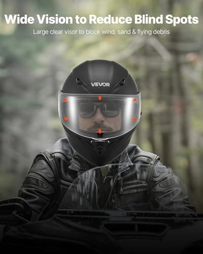 VEVOR Motorcycle Helmet DOT Approved, Adult Motocross Dirt Bike Helmet with Large Clear Visor, Comfortable Motorbike Racing Street with Detachable Liner for Men & Women