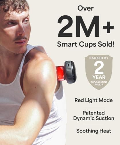 REVO The Original 4-in-1 Smart Cupping Therapy Massager, Red Light Therapy for Targeted Pain Relief, Knots, Aches, Muscle Soreness, Circulation & Tighter Skin, Portable Cupping Kit