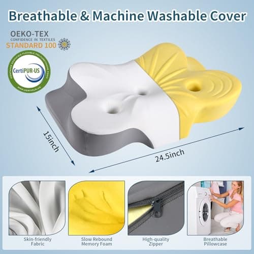 Cerrvical Neck Pillow- Ergonomic Memory Foam Pillows for Sleeping, Dual Ear Relief Zone Contour Pillow, Neck Support Pillows for Side Back &Stomach Sleeper (White)