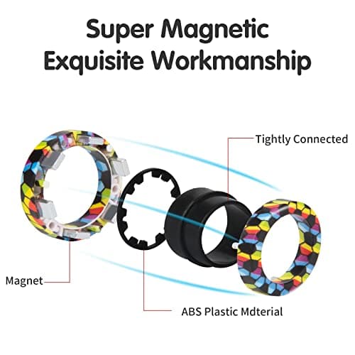 Magnetic Rings Fidget Toy Set, Idea ADHD Fidget Toys, Adult Fidget Magnets Spinner Rings for Anxiety Relief Therapy, Fidget Pack Great Gift for Adults Teens Kids Easter Basket Stuffers (3PCS) B09995133G