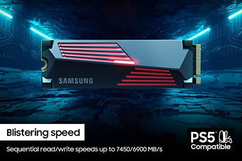 SAMSUNG 990 PRO w/ Heatsink SSD 2TB, PCIe Gen4 M.2 2280 Internal Solid State Hard Drive, Seq. Read Speeds Up To 7,450MB/s for High End Computing, Workstations, Compatible w/ PlayStation 5, MZ-V9P2T0CW