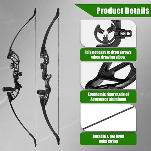 51" Recurve Bow and Arrow Adult Set, 40lb Takedown Archery Adult Bow Suitable for Outdoor Practice (Black)
