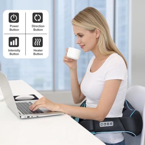 Mo Cuishle Shiatsu Back Shoulder and Neck Massager with Heat, Electric Deep Tissue 4D Kneading Massage, Best Gifts for Women Men Mom Dad, Fathers Day, Mothers Day, Christmas Gifts