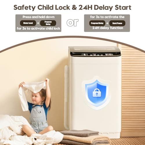 Auertech 28 lbs Portable Washing Machine, Fully Automatic Portable Washer with LED Display, 10 Wash Cycles, 5 Water Levels, 24H Delays, Top Load Washing Machine for Apartment, RV, Dorm, Home