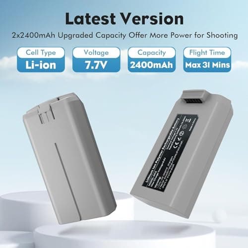 Intelligent Battery 2400mAh(2-Pack) with Bi-Directional Fast Charger for DJI Mini 4K/Mini2/Mini 2 SE/Mini SE - High Capacity Li-ion Batteries with Overheat Protection,31 Mins Flight Time