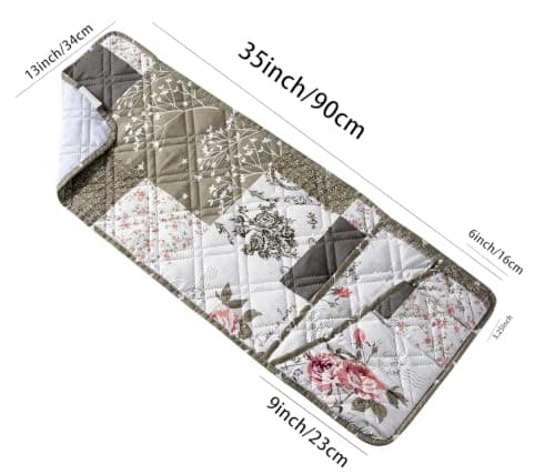Non Slip Armchair Caddy for Sofa Recliner, Washable Remote Controls Holder, Storage for Magazine, Phone, iPad Brilliant Sunshine Pink Rose & Grey Toile Couch Armrest Organizer, 35"×13" B07X3Z4HYK