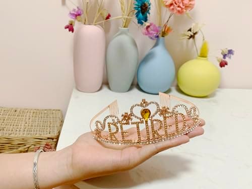 JETKONG Retirement Party Decorations Retired Tiara/Crown, Retired Sash for Women Retirement Gifts, Retirement Party Supplies, Gifts, Favors (Rose Gold) B0B2R3G8NG