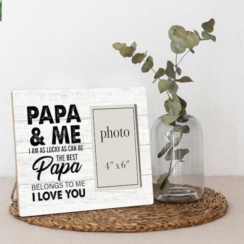 Rustic Papa and Me Wood Picture Frame 8 x 10 Inches, Wall Mount and Tabletop - 4 x 6 Inch Photo Oqtumes Papa Gift Wood Picture Frame, Gifts for Grandpa Grandad Grandfather B0CJ2SK25W
