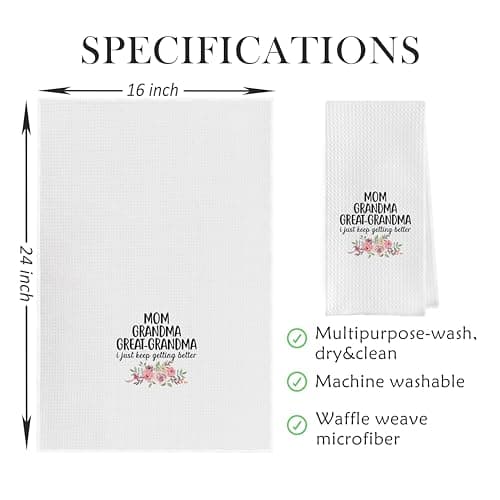 Great Grandma Dish Towels - Great Grandma Gifts Waffle Weave Kitchen Towels, Grandma Hand Towel, Grandma Tea Towel, Grandma Gifts from Grandson Granddaughter (16×24 Inches)
