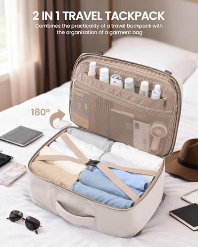 LOVEVOOK 40L Travel Backpack for Women Men with Garment Bag, Airline Approved Carry on Luggage Travel Essentials with 3 Packing Cubes, TSA Overnight Bags Weekender Essentials Backpacks fits 17" Laptop