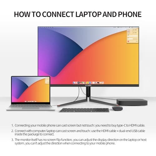 CUNPU 24 Inch Touchscreen Monitor, 10 Point Touch, FHD 1080P 75Hz IPS Screen, 100% SRGB, VESA Wall Mountable, Tilt Adjustment, VGA HDMI USB for PC, Laptop Business & Work Station, Warehouse