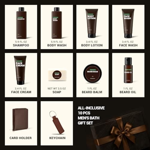 Rinse & Robust Gifts for Men 10Pcs Gift baskets for Men, Sandalwood Bath and Body Works Men Gifts for Birthday for Dad Boyfriend Husband B0DW8M5GBN